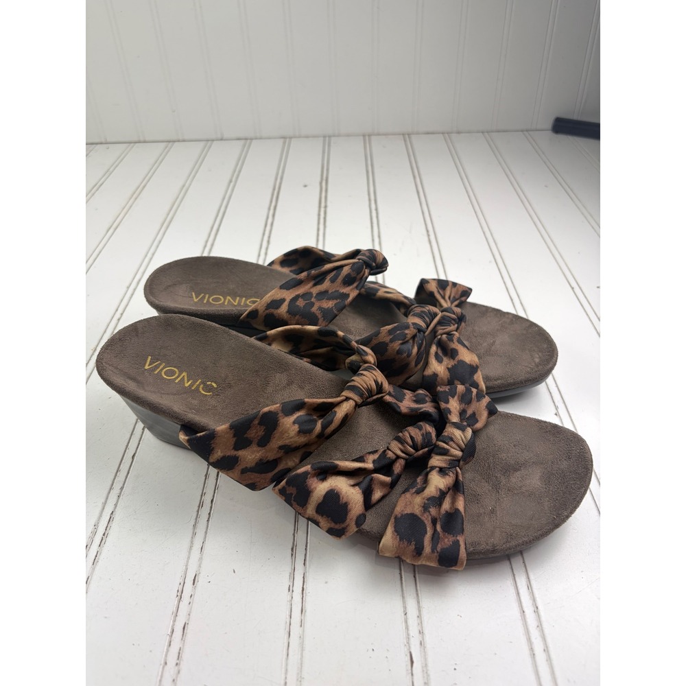 Vionic Leopard Print Triple Knot Park Rizzo Wedge Sandals Women's Size 8-8.5 - Picture 5 of 9
